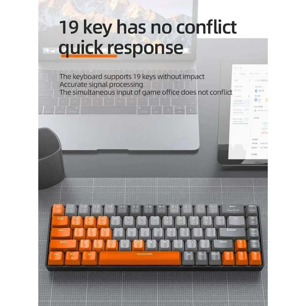 "Wolf K68 Wireless Mechanical Keyboard – Dual Mode, Hot-Swappable, RGB Backlit - Nevolta"