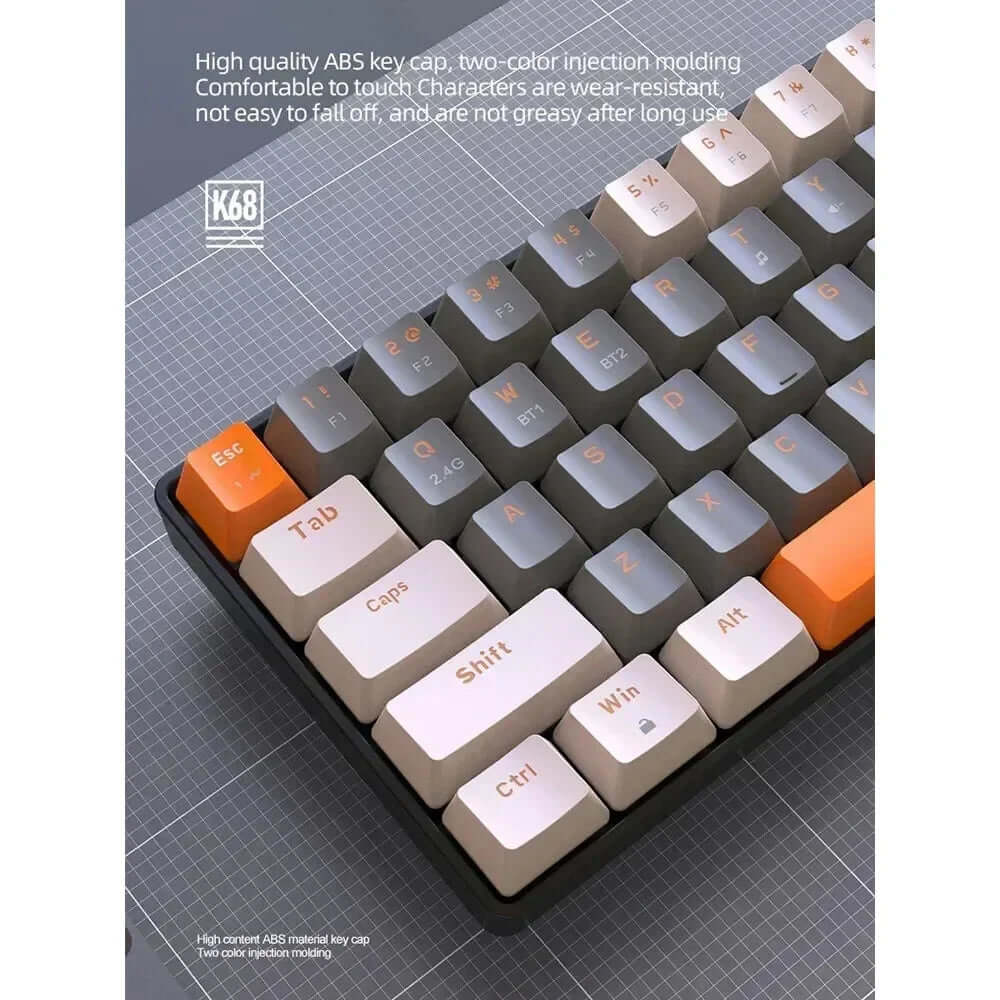 "Wolf K68 Wireless Mechanical Keyboard – Dual Mode, Hot-Swappable, RGB Backlit - Nevolta"
