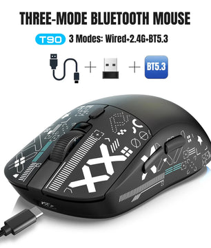 Popular HXSJ T90 2.4G 3-mode silent buttons ergonomic Colorful RGB Backlit 650mAh rechargeable wireless gaming mouse for laptop Nevolta