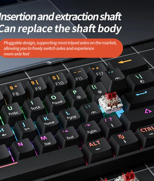 MUCAI MK61 USB Gaming Esports Mechanical Keyboard 61 Key Red Axis Wired Detachable Cable RGB Backlight Hot Swap Nevolta