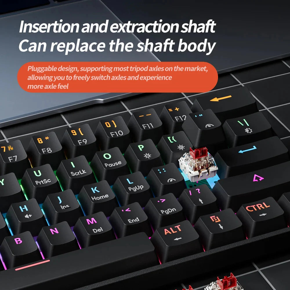 MUCAI MK61 USB Gaming Esports Mechanical Keyboard 61 Key Red Axis Wired Detachable Cable RGB Backlight Hot Swap Nevolta