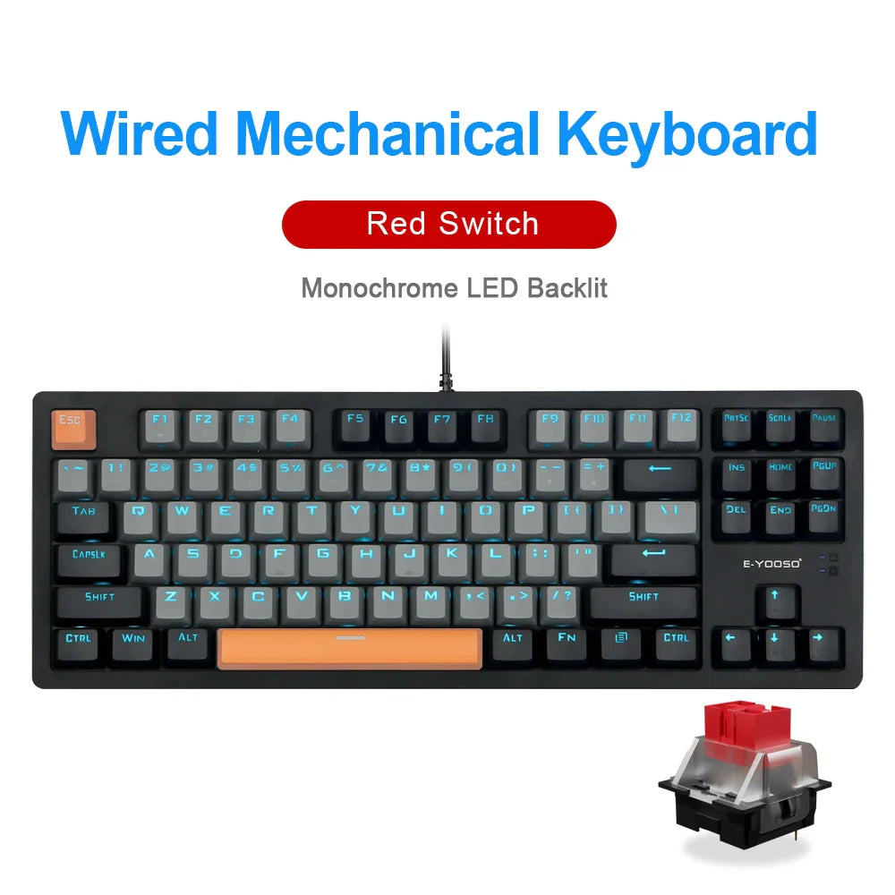 E-YOOSO K620 Mechanical Gaming Keyboard – 87-Key, Blue Switch, Backlit - Nevolta