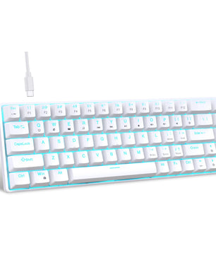 68 Keys Mechanical Keyboard Ergonomics RGB Backlit LED Hot Swappable Blue Switch Gaming Keyboard for PC Laptop Office Nevolta