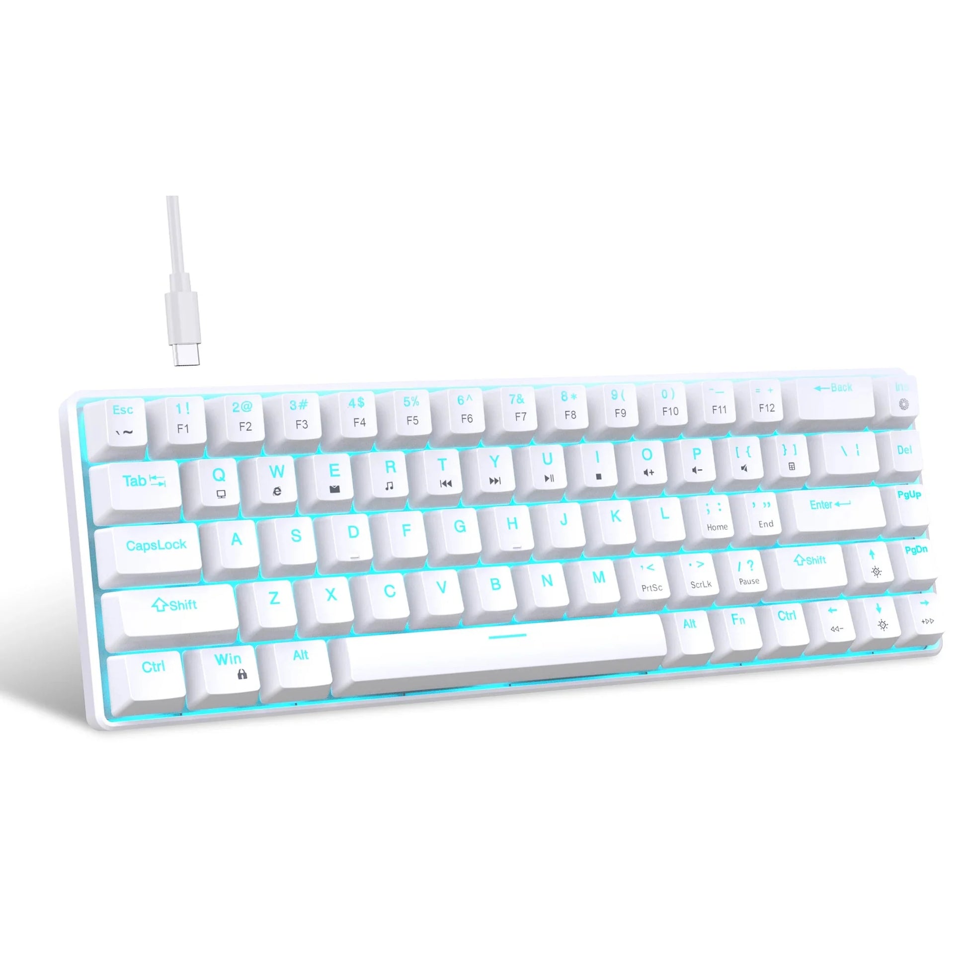 68 Keys Mechanical Keyboard Ergonomics RGB Backlit LED Hot Swappable Blue Switch Gaming Keyboard for PC Laptop Office Nevolta