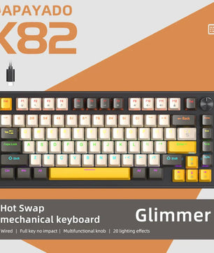 75% Mechanical Keyboard Wired with Media Knob, APAYADO Black Gaming Keyboard,Hot-Swap,ABS Cap Transparent Character Backlighting Nevolta