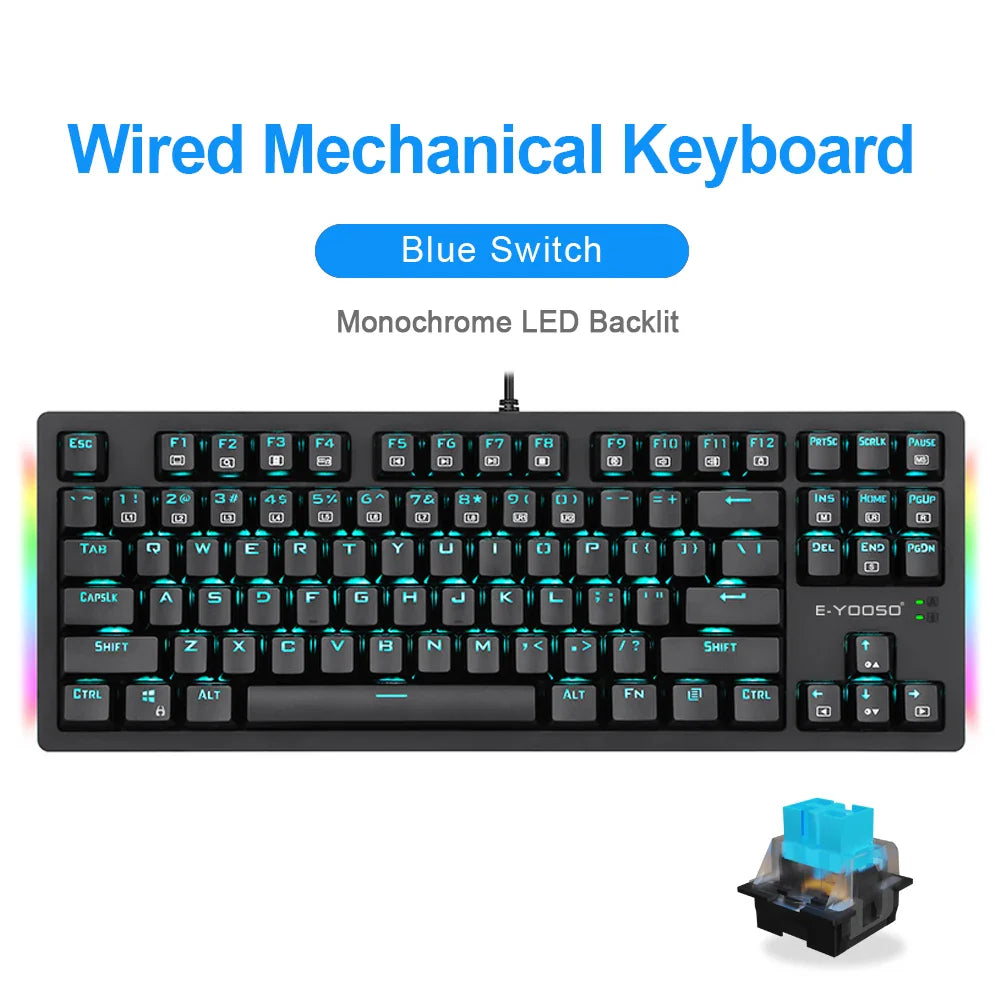 E-YOOSO K620 Mechanical Gaming Keyboard – 87-Key, Blue Switch, Backlit - Nevolta