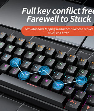 MUCAI MK61 USB Gaming Esports Mechanical Keyboard 61 Key Red Axis Wired Detachable Cable RGB Backlight Hot Swap Nevolta