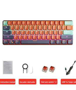 MUCAI MKA610 USB Mini Mechanical Gaming Wired Keyboard Red Switch 61 Key Gamer for Computer PC Laptop Detachable Cable Nevolta