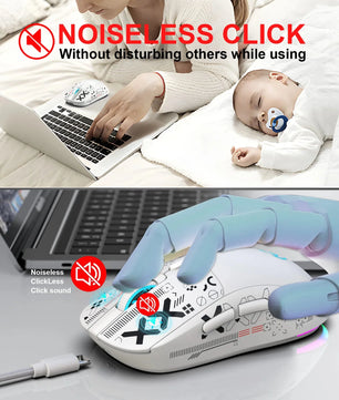 Popular HXSJ T90 2.4G 3-mode silent buttons ergonomic Colorful RGB Backlit 650mAh rechargeable wireless gaming mouse for laptop Nevolta