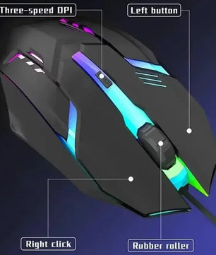 USB Wired Gaming Mouse – LED Backlit, 3D Ergonomic Adjustable Optical for PC & Desktop - Nevolta