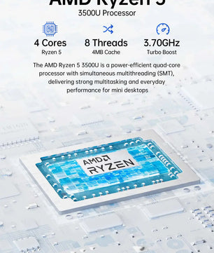 GMKtec G10 Mini PC AMD Ryzen 5 3500U 16GB DDR4 500GB SSD NVME Wifi5 BT5.0 Windows 11 Triple Display Desktop DIY Gamer Computer Nevolta