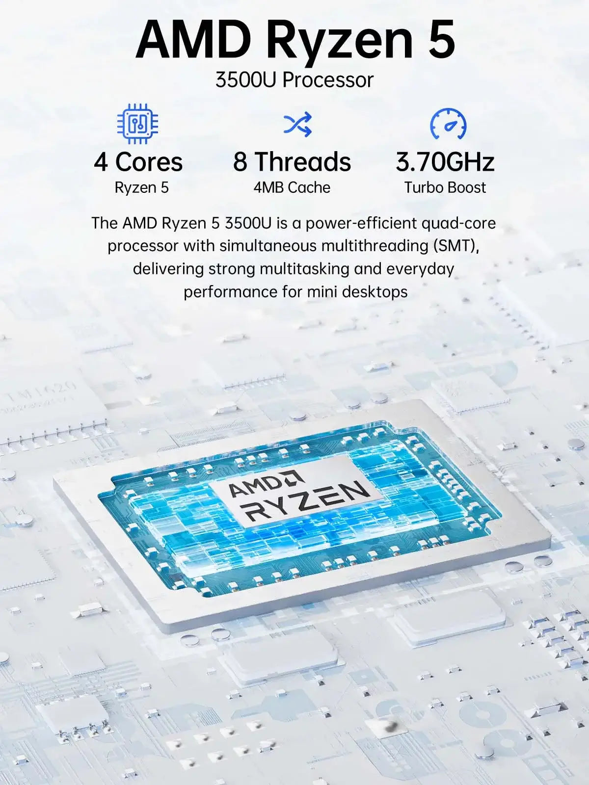 GMKtec G10 Mini PC AMD Ryzen 5 3500U 16GB DDR4 500GB SSD NVME Wifi5 BT5.0 Windows 11 Triple Display Desktop DIY Gamer Computer Nevolta