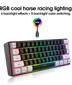 USB Wired Gaming Keyboard 61 Keys Compact Mini Office Keyboard for PC and Desktop Computer Keypad Compound Function Nevolta