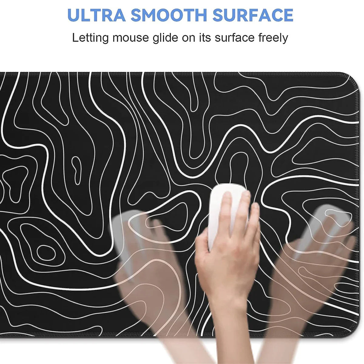 Gaming Mouse Pad Large Keyboard Pad – 31.5 x 11.8in Topographic Design - Nevolta