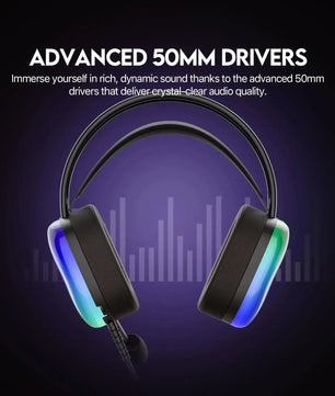 FANTECH AURORA 7.1 HG29 Wired Headset 7.1 Virtual Surround Sound and Sotf RGB 50MM Drivers Headphones with Microphone for PC Nevolta