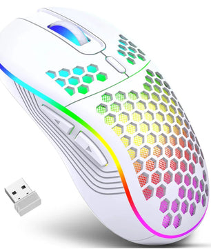 2.4G Wireless RGB Lighting Charging Mouse with Adjustable DPI Ergonomic Honeycomb Design Gaming Mouse for Desktop Laptop Nevolta