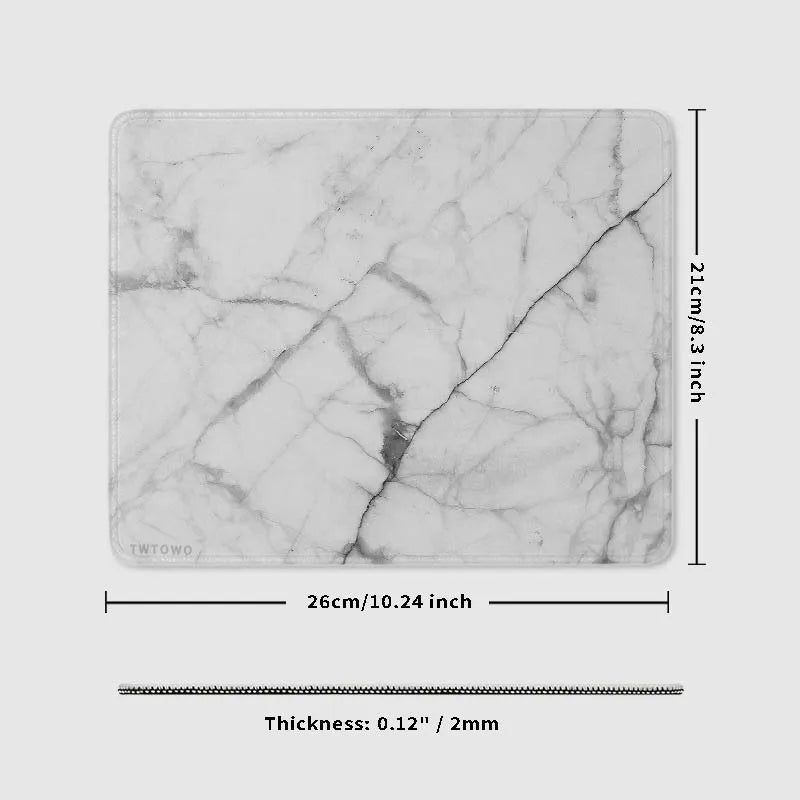 TWTOWO White Marble Gaming Mouse Pad – Small, Anti-Slip Rubber Base - Nevolta