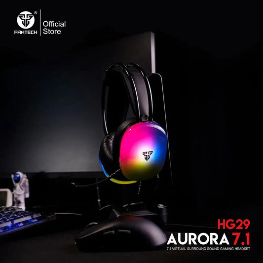 FANTECH AURORA 7.1 HG29 Wired Headset 7.1 Virtual Surround Sound and Sotf RGB 50MM Drivers Headphones with Microphone for PC Nevolta