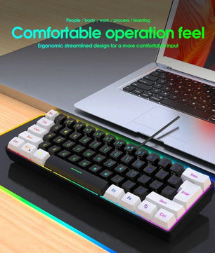 USB Wired Gaming Keyboard 61 Keys Compact Mini Office Keyboard for PC and Desktop Computer Keypad Compound Function Nevolta