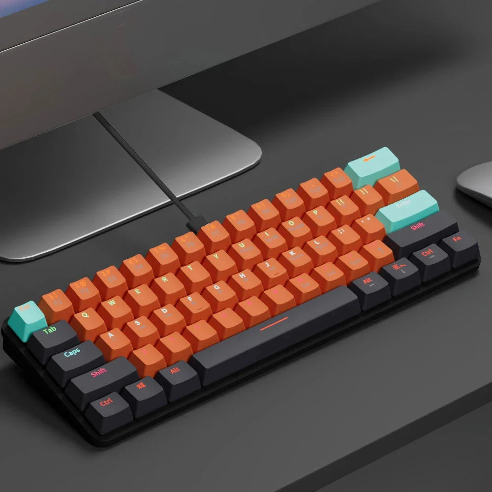 MUCAI MKA610 USB Mini Mechanical Gaming Wired Keyboard Red Switch 61 Key Gamer for Computer PC Laptop Detachable Cable Nevolta