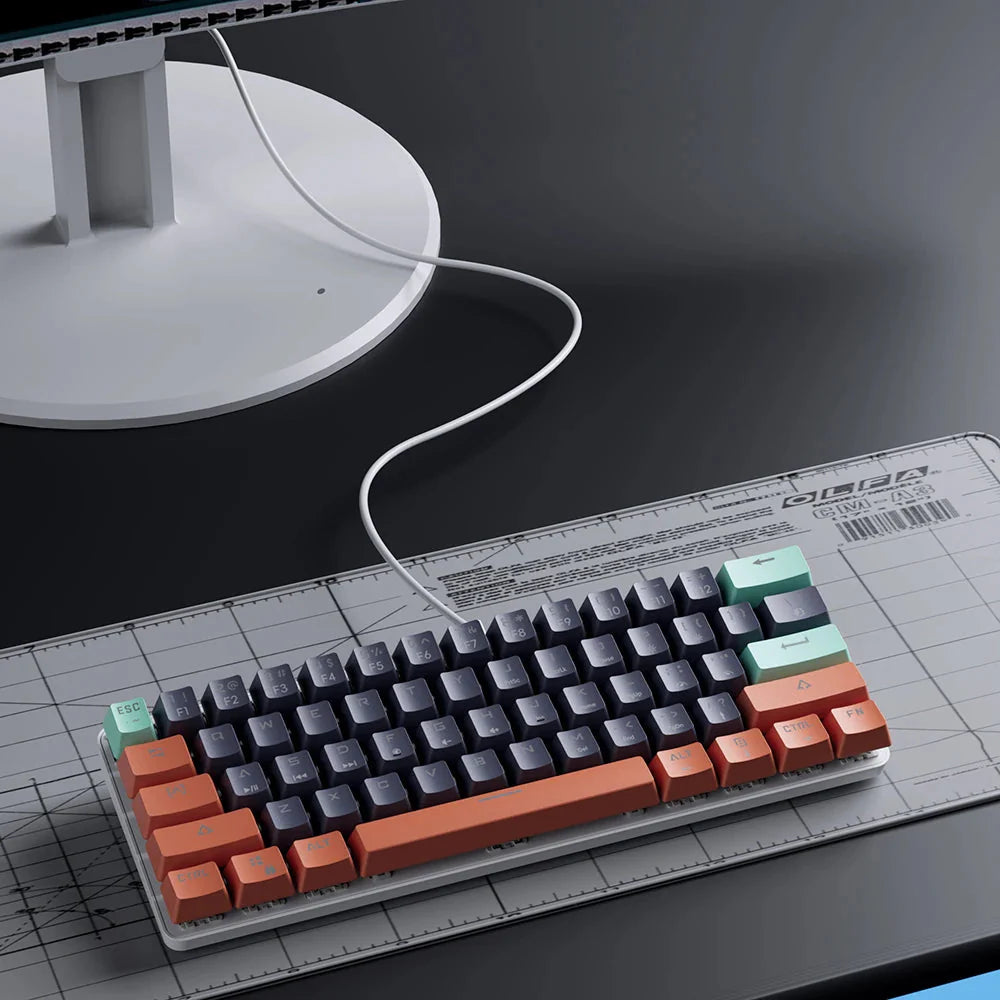 MUCAI MKA610 USB Mini Mechanical Gaming Wired Keyboard Red Switch 61 Key Gamer for Computer PC Laptop Detachable Cable Nevolta