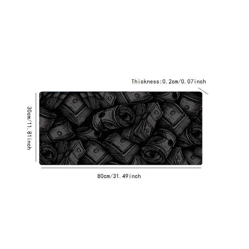 Black Banknote-Style Mouse Pad – Non-Slip 2mm Rubber Gaming & Office Mat - Nevolta