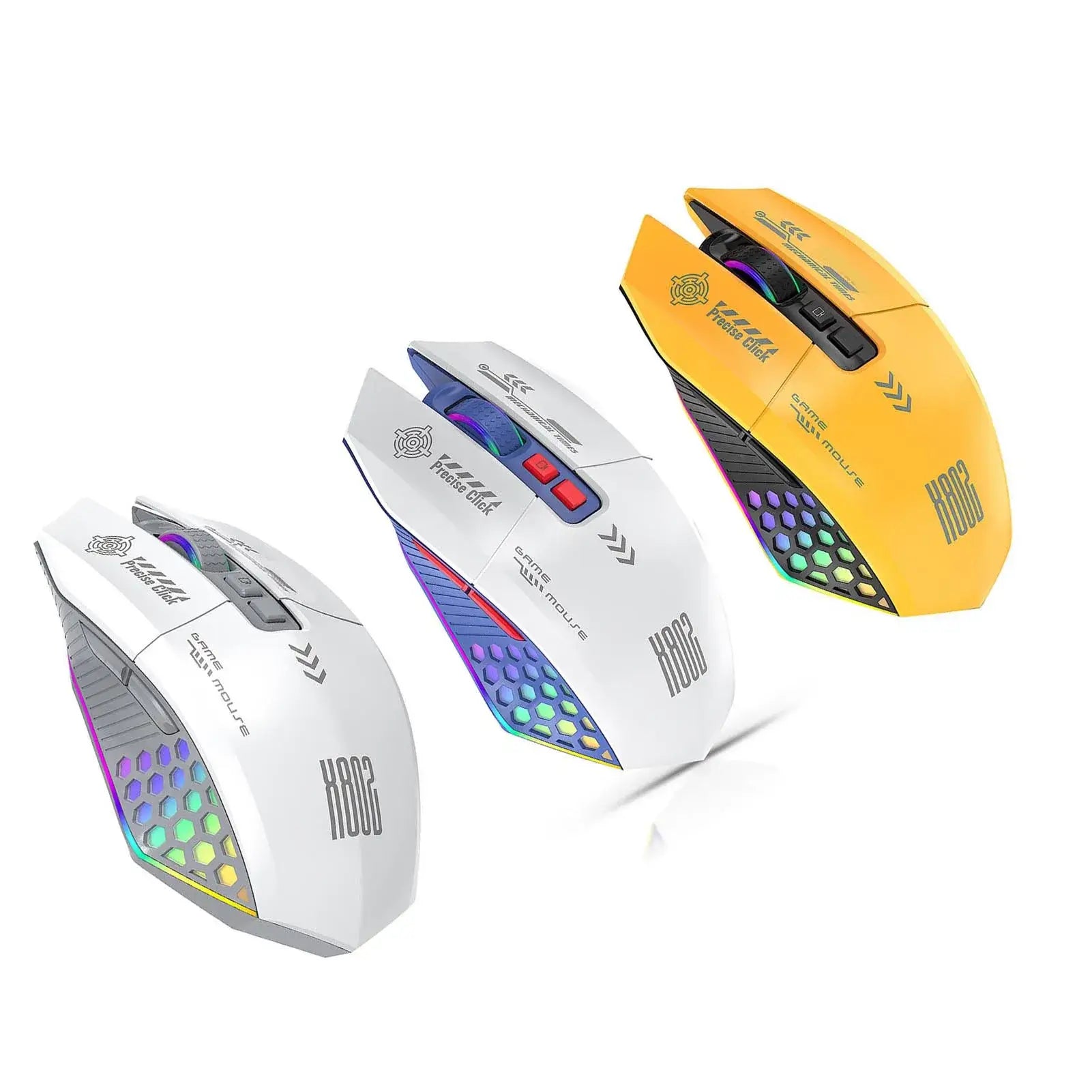 RGB Gaming Mouse – Wired, Bluetooth & 2.4G Wireless, 3-Mode Ergonomic for PC & Laptop - Nevolta