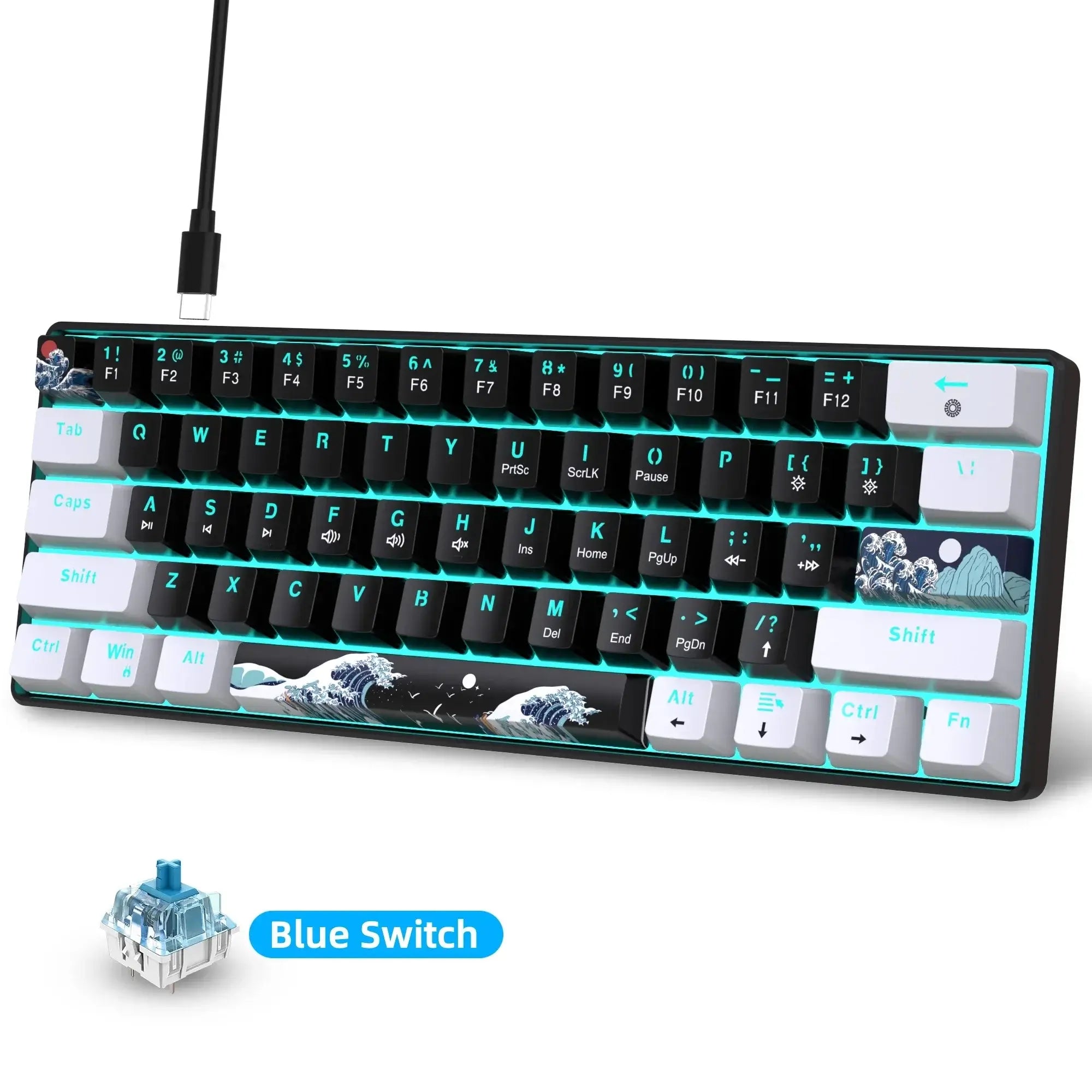 Mechanical Gaming Keyboard – Blue Clacky Switches, Compact Design - Nevolta