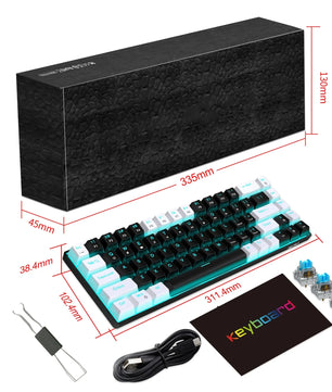 68 Keys Mechanical Keyboard Ergonomics RGB Backlit LED Hot Swappable Blue Switch Gaming Keyboard for PC Laptop Office Nevolta