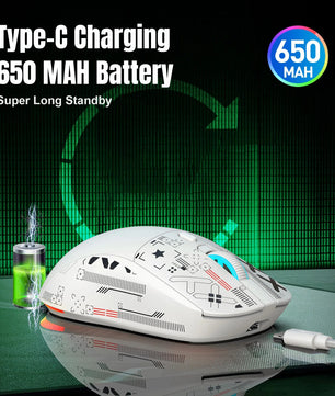 Popular HXSJ T90 2.4G 3-mode silent buttons ergonomic Colorful RGB Backlit 650mAh rechargeable wireless gaming mouse for laptop Nevolta