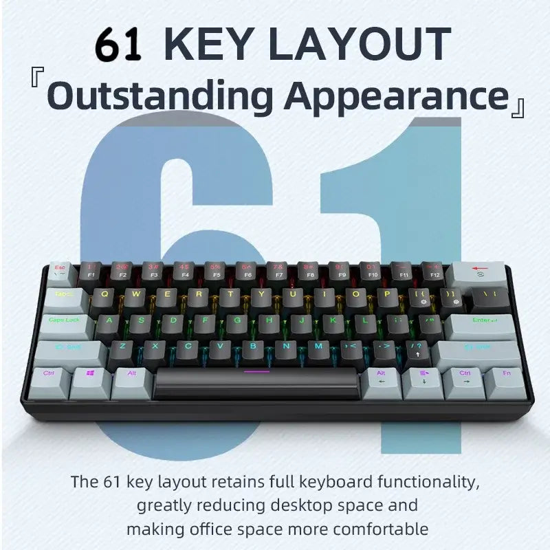 Mechanical Gaming Keyboard – Blue & Red Switches, Compact Design - Nevolta