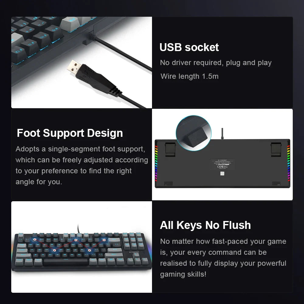 E-YOOSO K620 Mechanical Gaming Keyboard – 87-Key, Blue Switch, Backlit - Nevolta