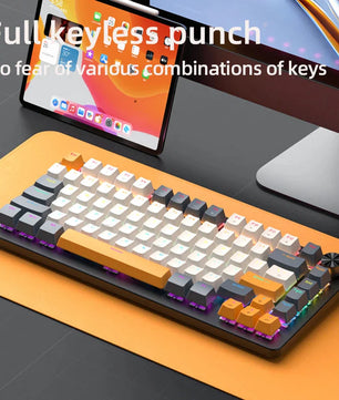 75% Mechanical Keyboard Wired with Media Knob, APAYADO Black Gaming Keyboard,Hot-Swap,ABS Cap Transparent Character Backlighting Nevolta