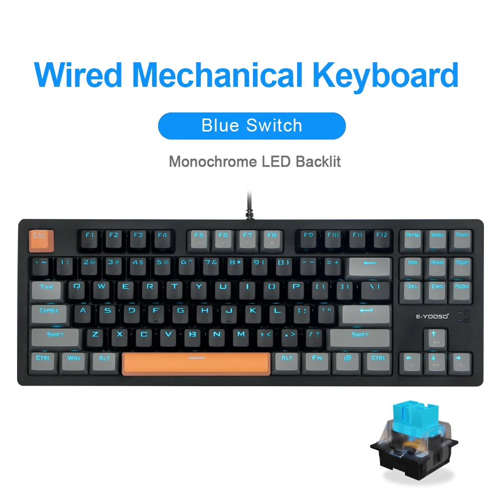 E-YOOSO K620 Mechanical Gaming Keyboard – 87-Key, Blue Switch, Backlit - Nevolta