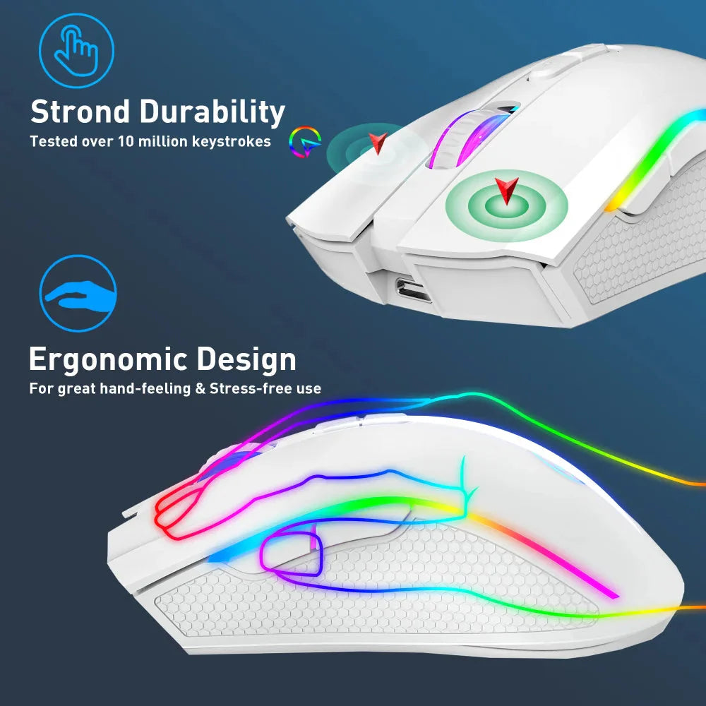 HXSJ T69 ergonomics Portable Cordless 2.4G Rgb Wireless gaming Mouse Laptop Computer Wireless Mouse for game pc Nevolta
