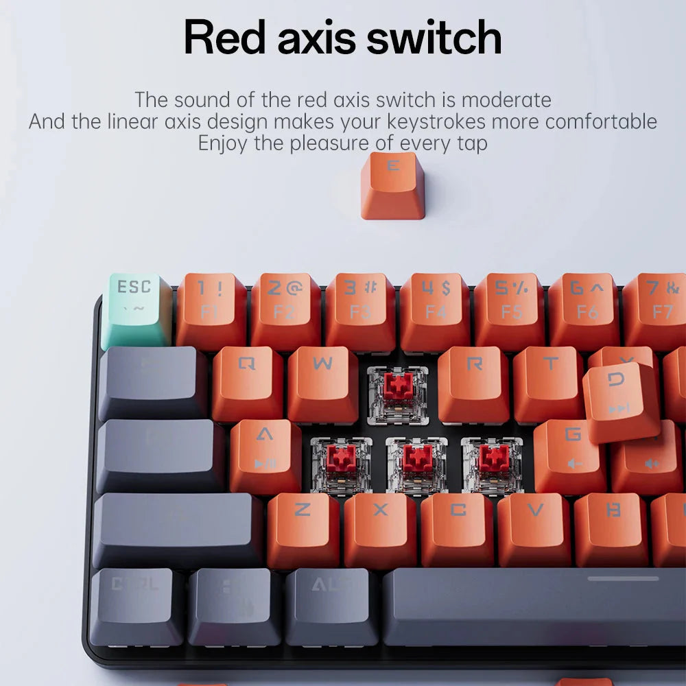 MUCAI MKA610 USB Mini Mechanical Gaming Wired Keyboard Red Switch 61 Key Gamer for Computer PC Laptop Detachable Cable Nevolta