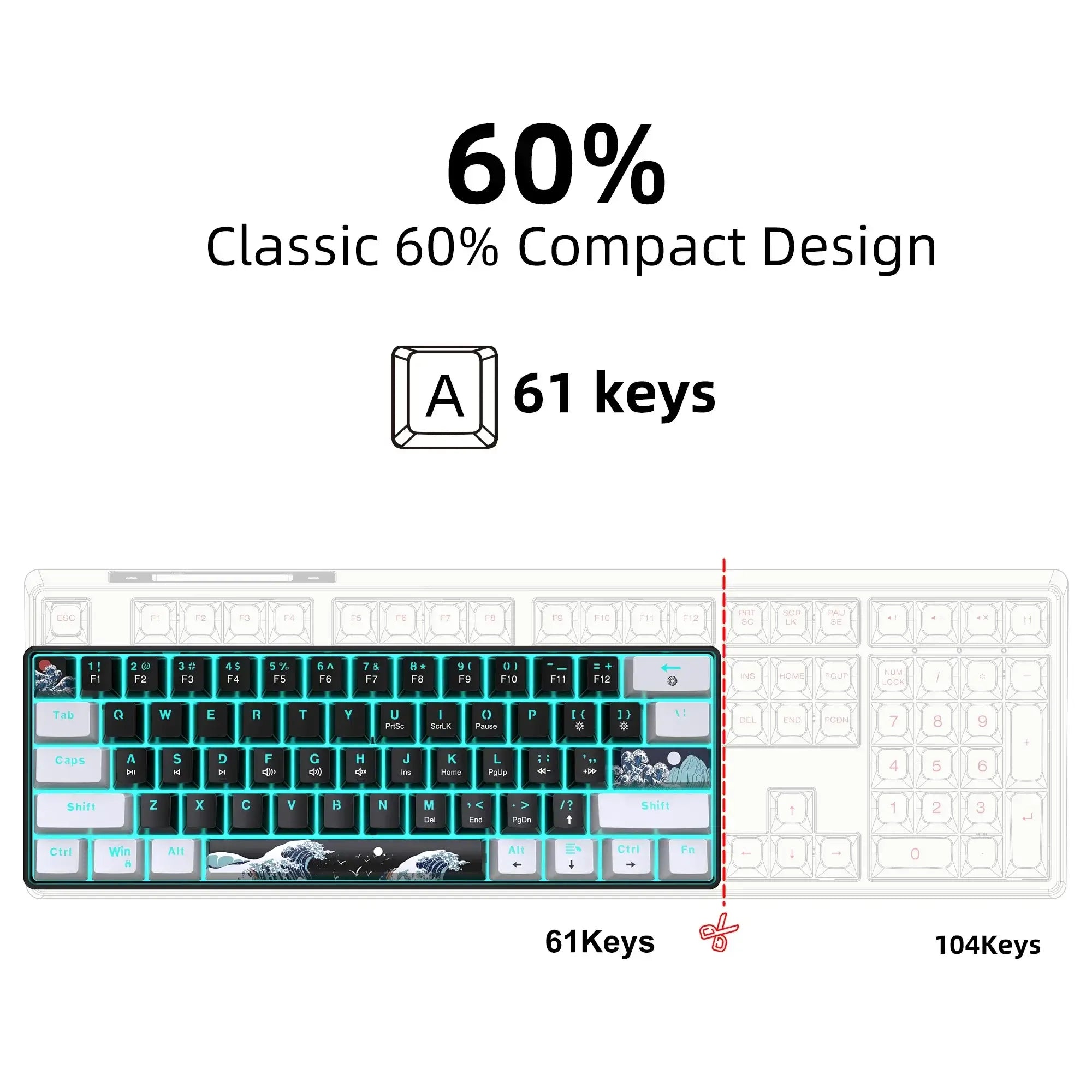 Mechanical Gaming Keyboard – Blue Clacky Switches, Compact Design - Nevolta
