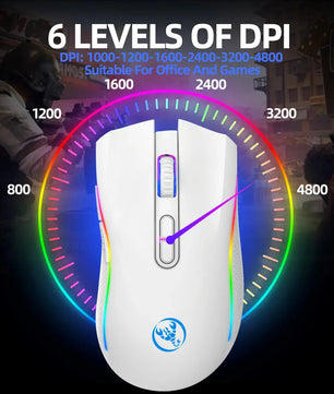 HXSJ T69 ergonomics Portable Cordless 2.4G Rgb Wireless gaming Mouse Laptop Computer Wireless Mouse for game pc Nevolta