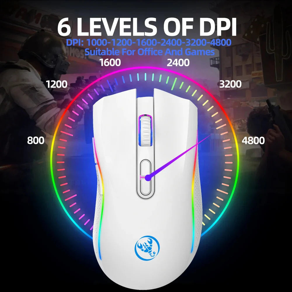 HXSJ T69 ergonomics Portable Cordless 2.4G Rgb Wireless gaming Mouse Laptop Computer Wireless Mouse for game pc Nevolta