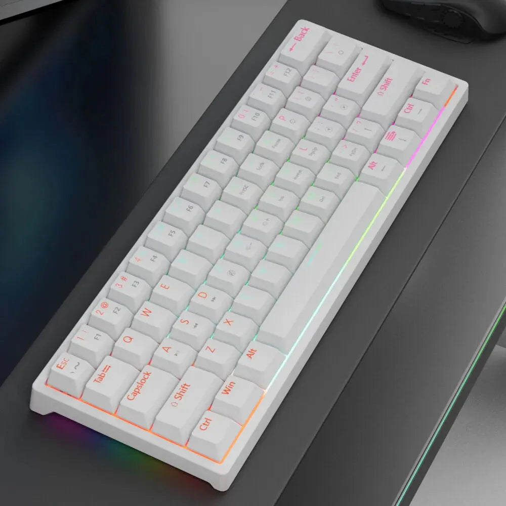 MUCAI MK61 USB Gaming Esports Mechanical Keyboard 61 Key Red Axis Wired Detachable Cable RGB Backlight Hot Swap Nevolta