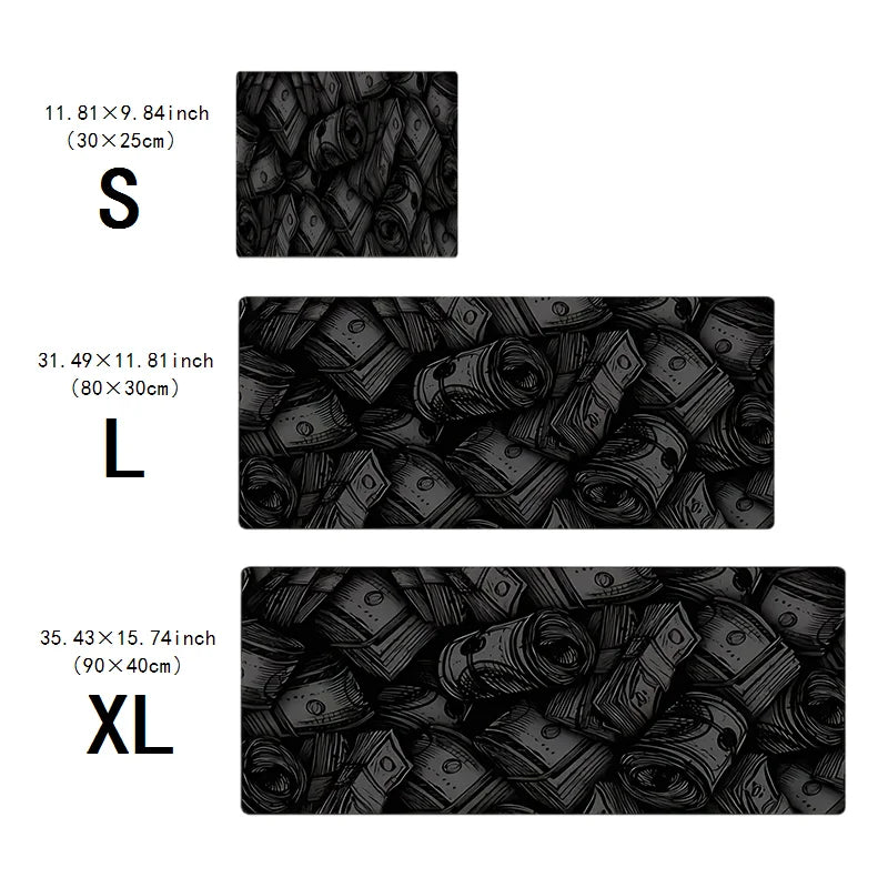 Black Banknote-Style Mouse Pad – Non-Slip 2mm Rubber Gaming & Office Mat - Nevolta