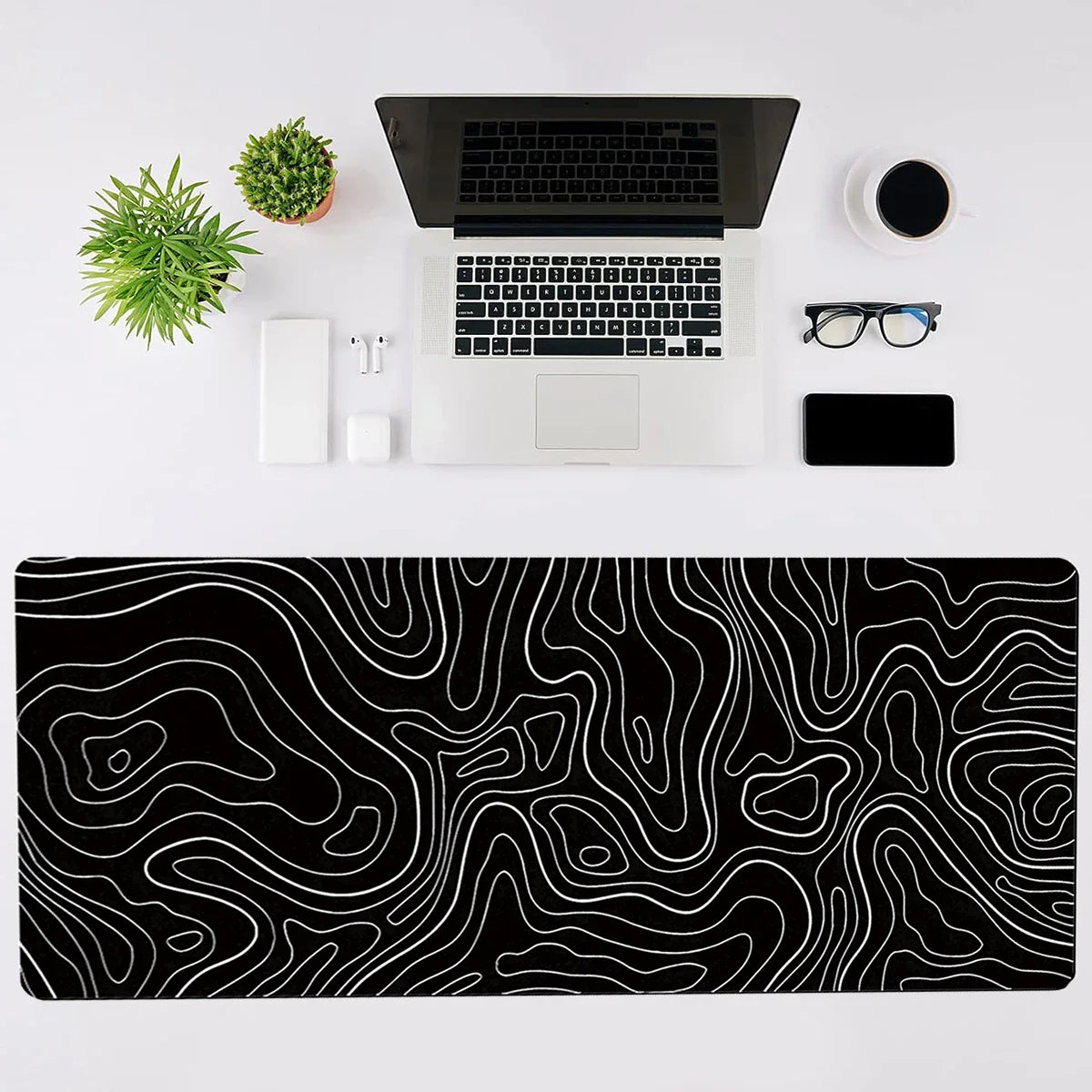 Gaming Mouse Pad Large Keyboard Pad – 31.5 x 11.8in Topographic Design - Nevolta