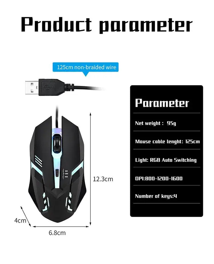 USB Wired Gaming Mouse – Ergonomic, RGB Backlit, High-Precision for PC & Laptop - Nevolta