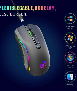 HXSJ T69 ergonomics Portable Cordless 2.4G Rgb Wireless gaming Mouse Laptop Computer Wireless Mouse for game pc Nevolta