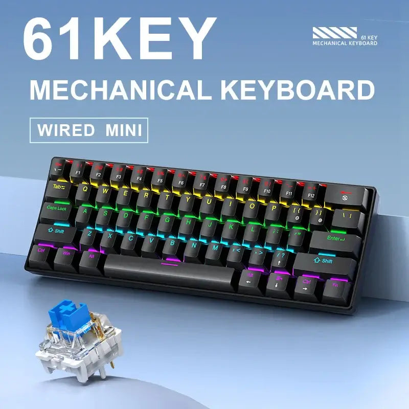 Mechanical Gaming Keyboard – Blue & Red Switches, Compact Design - Nevolta
