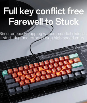 MUCAI MKA610 USB Mini Mechanical Gaming Wired Keyboard Red Switch 61 Key Gamer for Computer PC Laptop Detachable Cable Nevolta
