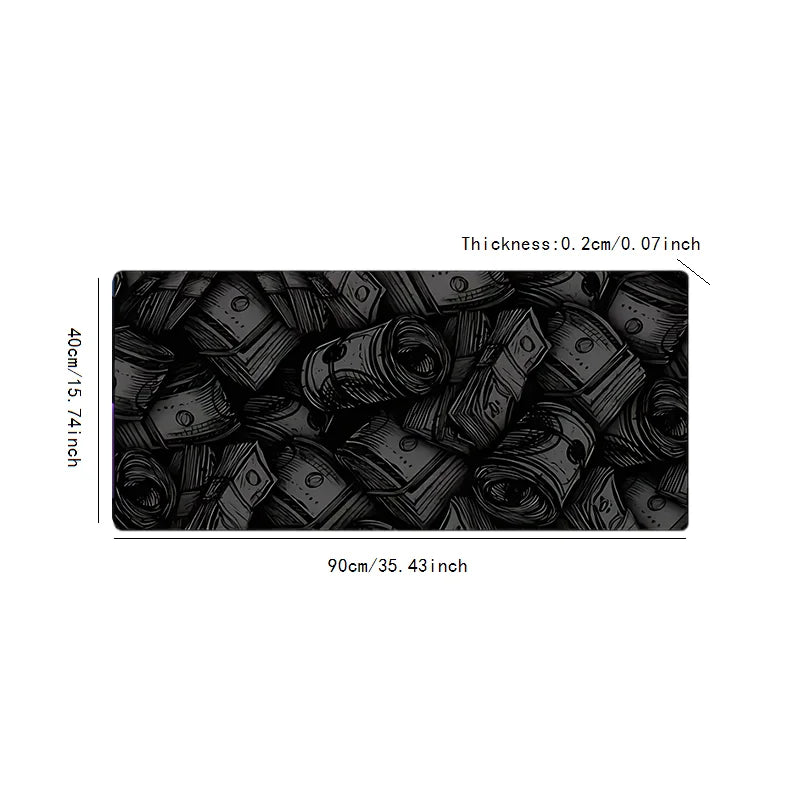 Black Banknote-Style Mouse Pad – Non-Slip 2mm Rubber Gaming & Office Mat - Nevolta