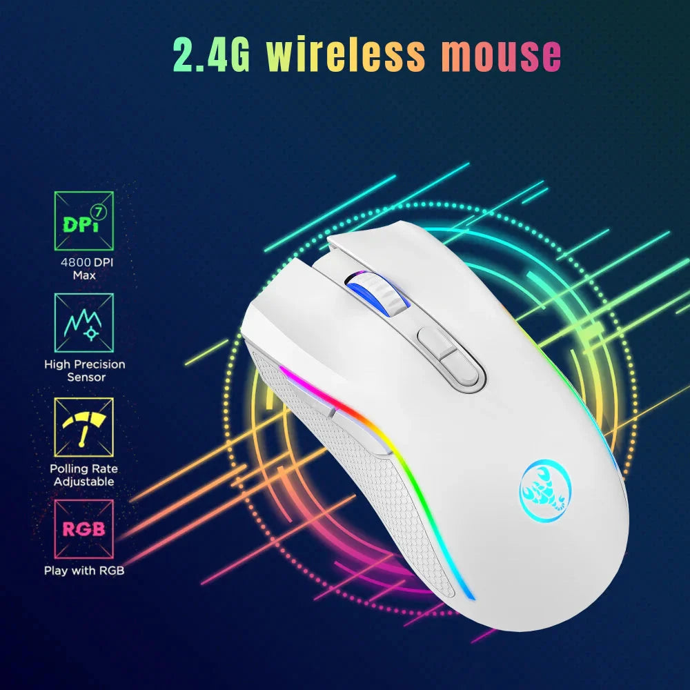 HXSJ T69 ergonomics Portable Cordless 2.4G Rgb Wireless gaming Mouse Laptop Computer Wireless Mouse for game pc Nevolta