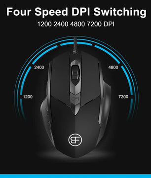 USB Wired Mouse, 7200 DPI Corded Computer Mouse with 6-Button Cord Ergonomic Mice, Officeand game Mouse for Laptop PC Desktop Nevolta