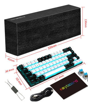 68 Keys Mechanical Keyboard Ergonomics RGB Backlit LED Hot Swappable Blue Switch Gaming Keyboard for PC Laptop Office Nevolta